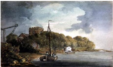 Ferry Hut and old church